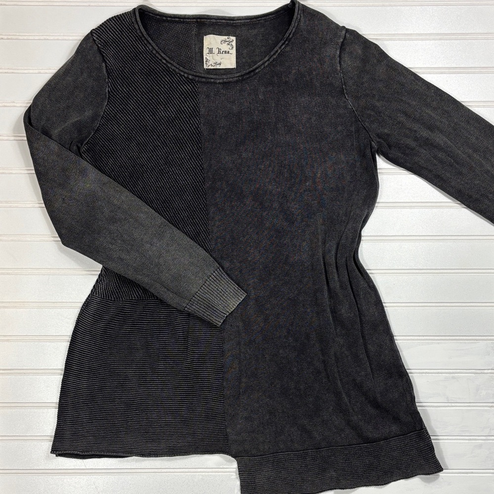 100% Cotton M Rena Funky Charcoal Long Sleeve Top